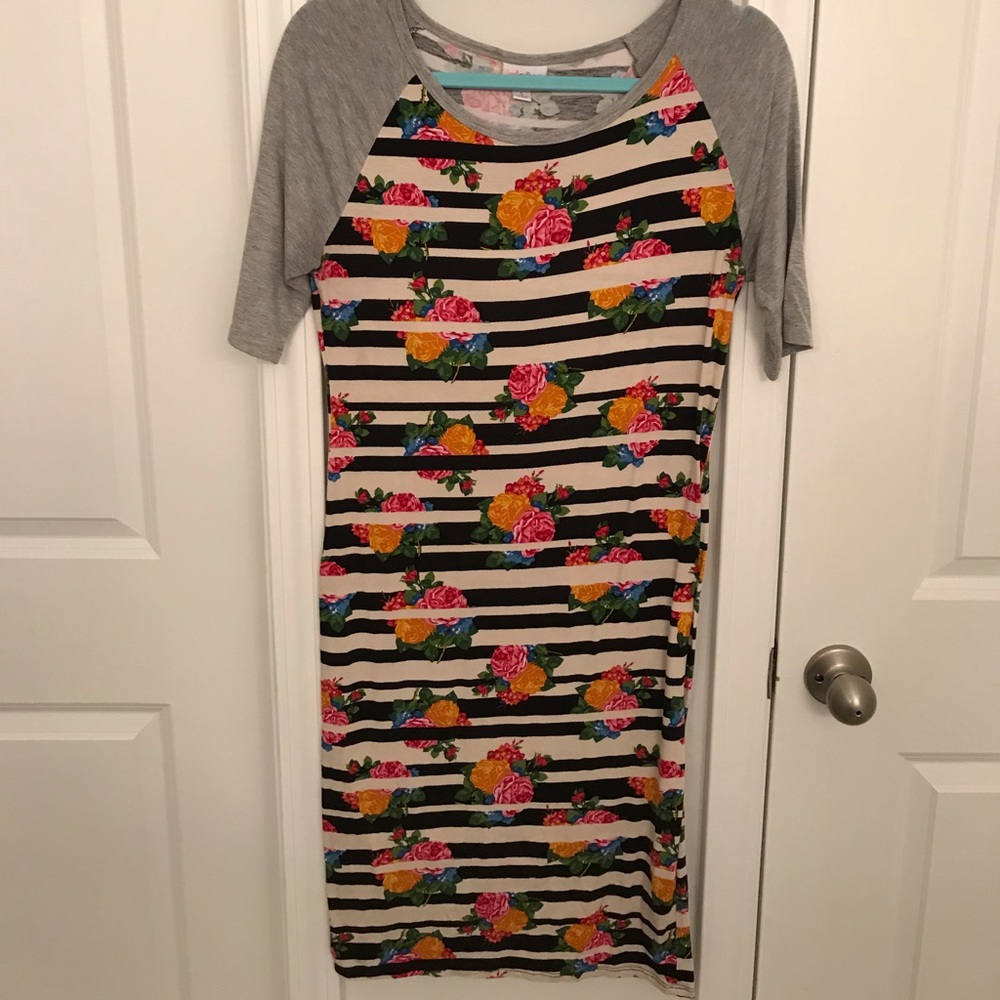 Lularoe Julia Dress Stripes and floral